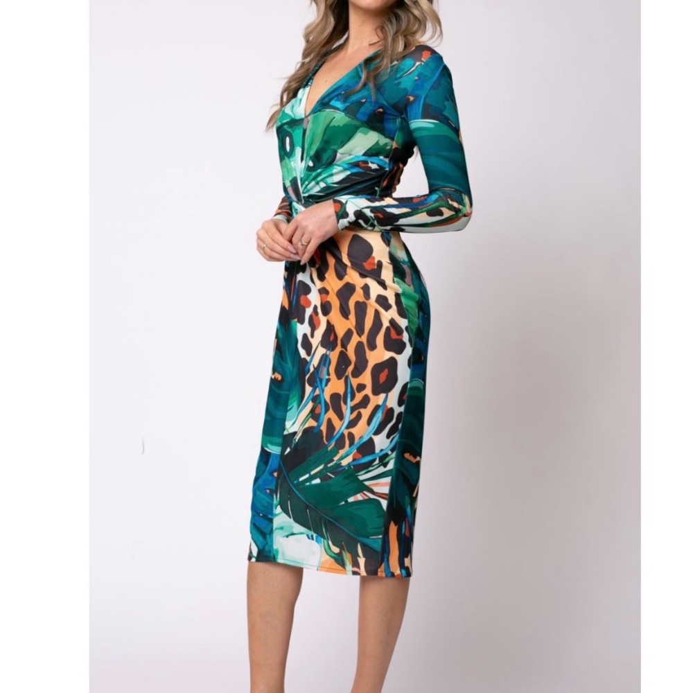 Mallorca- Tropical Print Twist- Dress - Picture 4 of 7